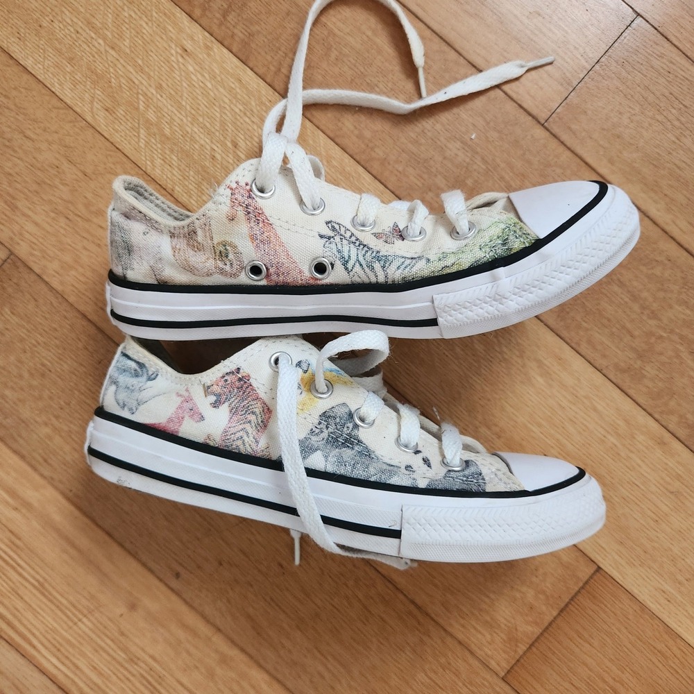 Converse Chuck Taylor All Star Junior 1 Animal Print Low Top Shoes 668462F